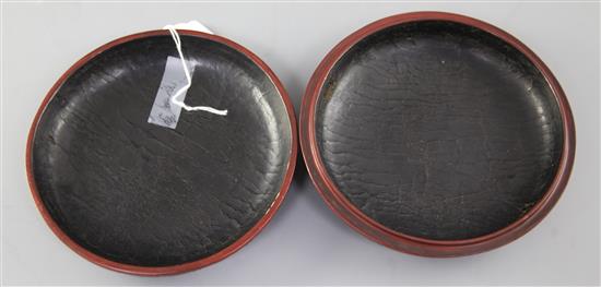A Chinese cinnabar lacquer circular box and cover, Ming dynasty and later, diameter 17cm